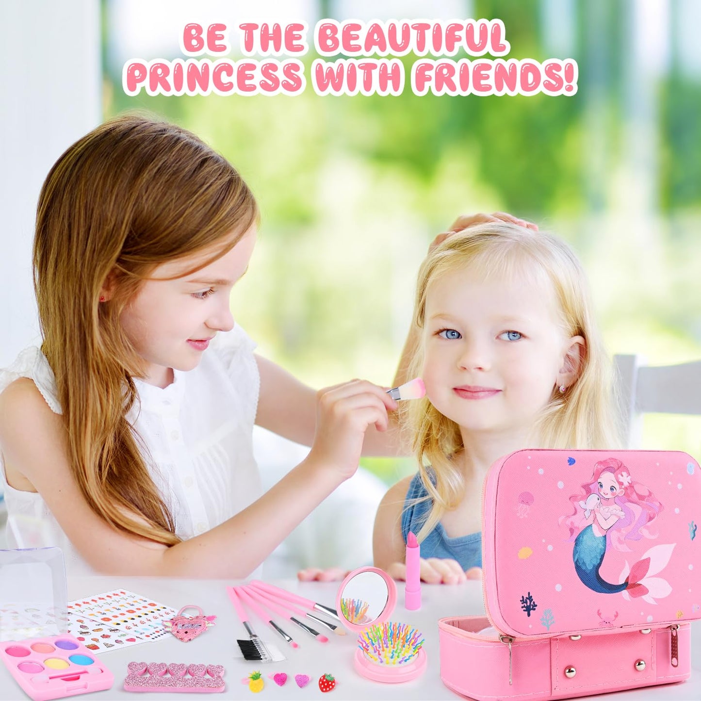 Kids Makeup Sets for Girls, Children Real Washable Make up Starter Kit Princess Pretend Play Makeup Girls Toys with Cosmetic Bag, Little Girl Birthday Set For Age 3 4 5 6 7 8 9 10 Year