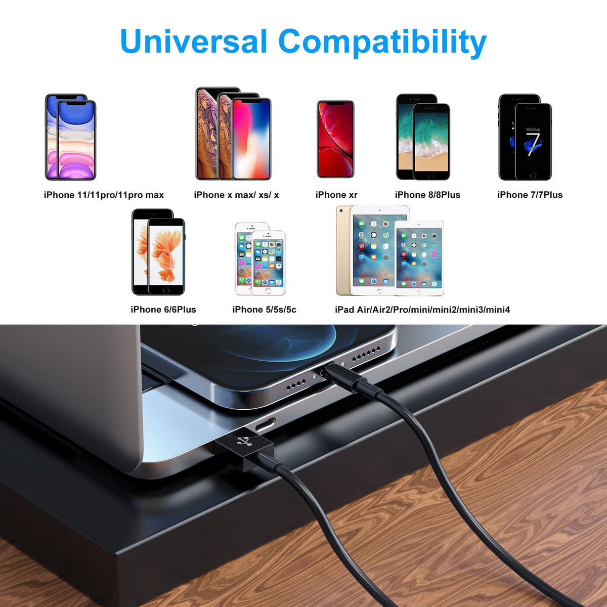2 Pack Apple MFi Certified iPhone Charger Cable 2m, Apple Lightning to USB Cable Cord 2 metres Fast Charging A pple Phone Long Cable for iPhone13/12/12 mini/ 11/11Pro/Max/X/XS/XR/XS Max/8/7/6/iPad