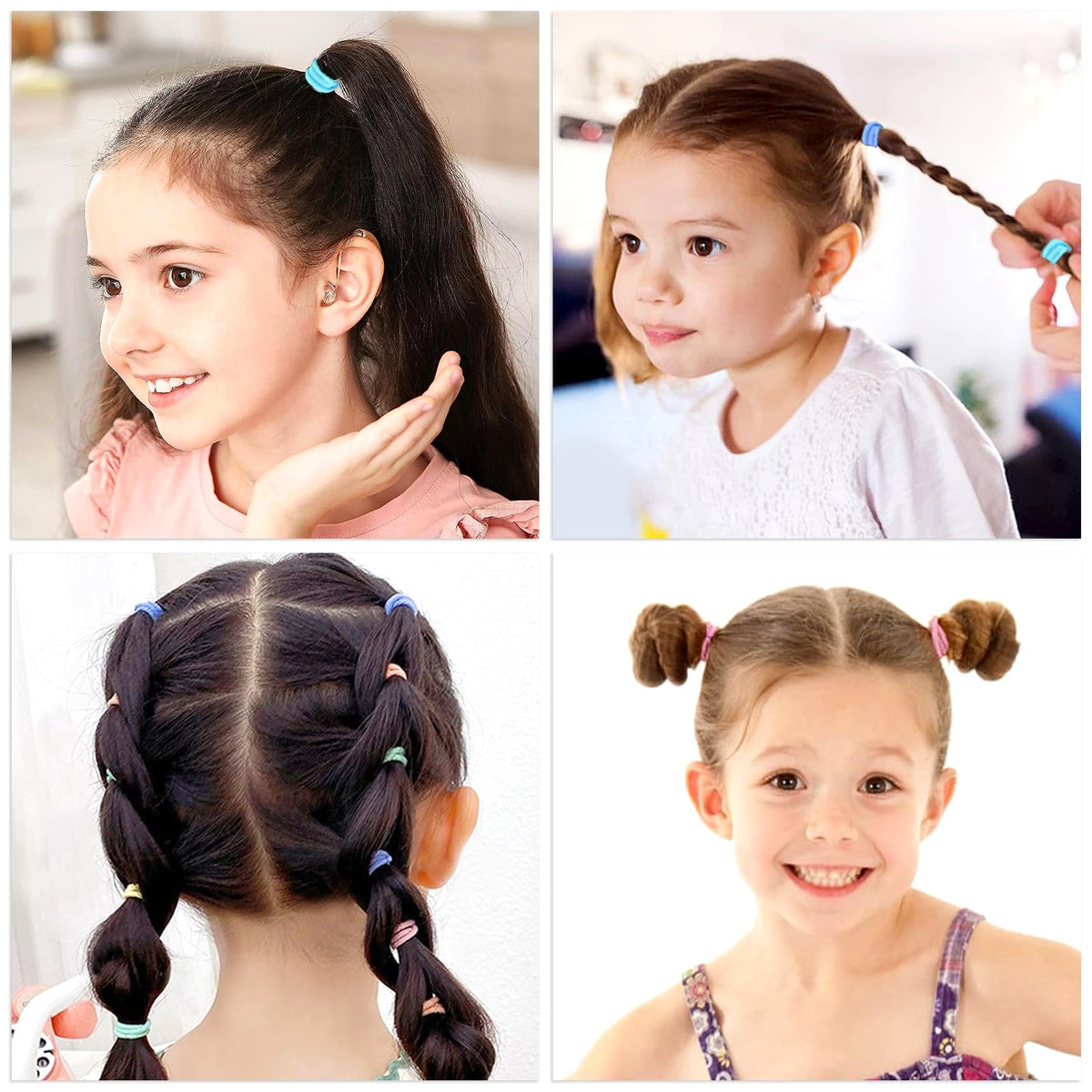 Hanyousheng 200 Pieces Hair Ties,Elastic Hairbands Ponytail Holders Hair Tie, Multicolor 2mm Hair Bands No Crease Hair Elastics Small Ponytail Holders Hair Accessories for Kids Girls Infants Toddlers
