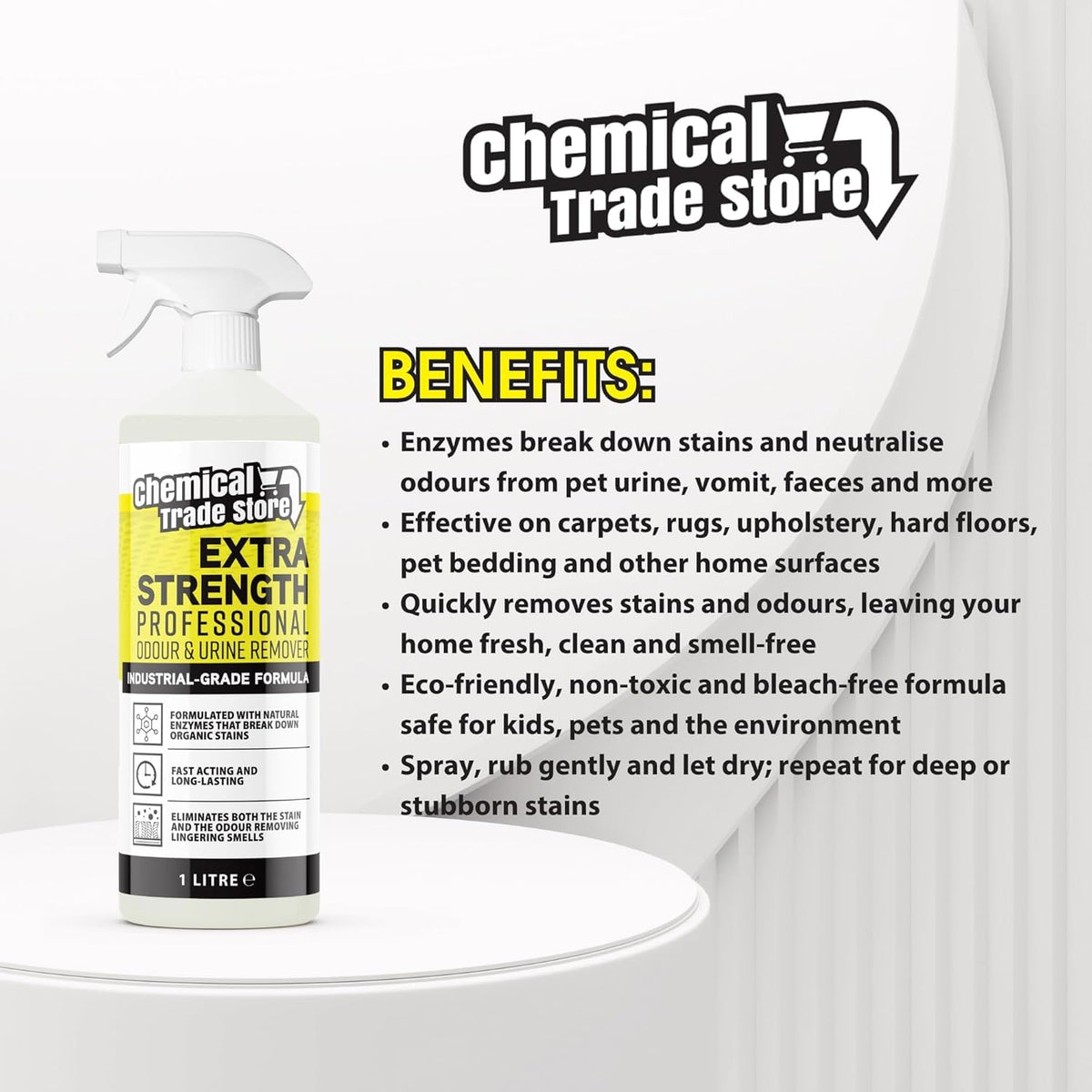 Enzyme Odour & Urine Remover 2.5L - Professional Pet Stain & Smell Eliminator - Safe for Carpets, Upholstery & Hard Floors