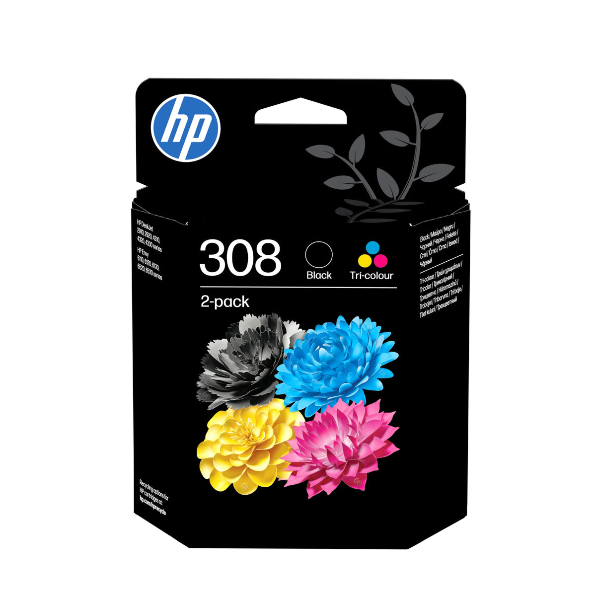 HP 308 Black & Tri-colour Original Ink Cartridges 2-Pack