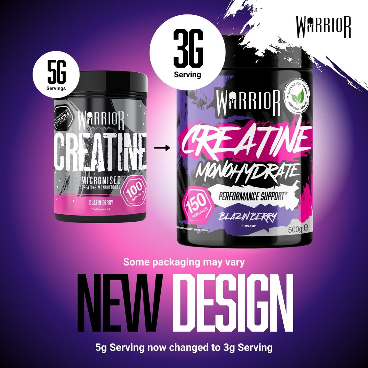 Warrior Creatine Monohydrate Powder 500g Pure Micronised (166 Servings)