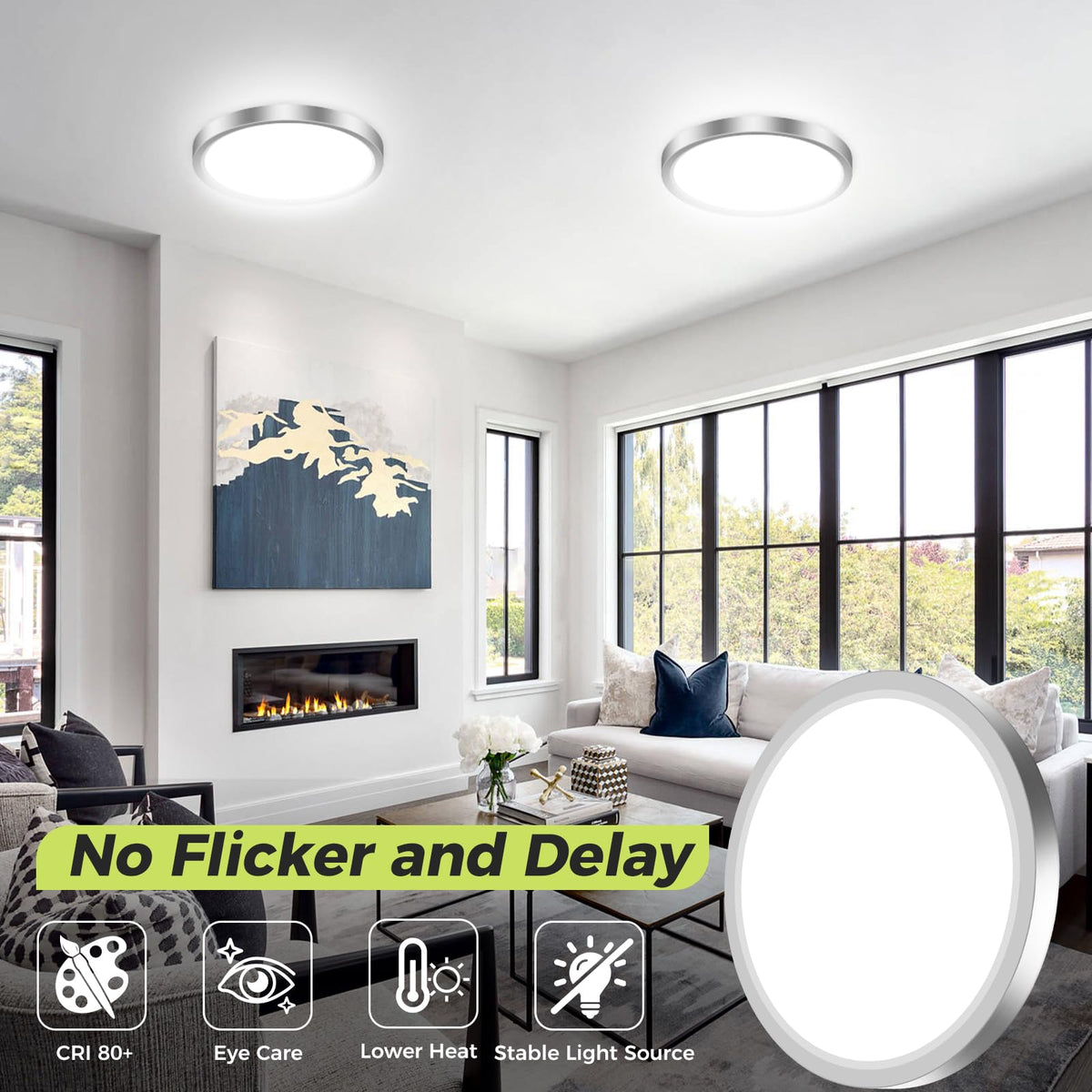 hepside 2 Pack Bathroom Ceiling Light 30cm, 3000K/3500K/4000K/5000K/6500K 5CCT LED Ceiling Lights, 24W, Modern, Waterproof, Round Flush Mount for Bathroom, Kitchen, Bedroom, Hallway