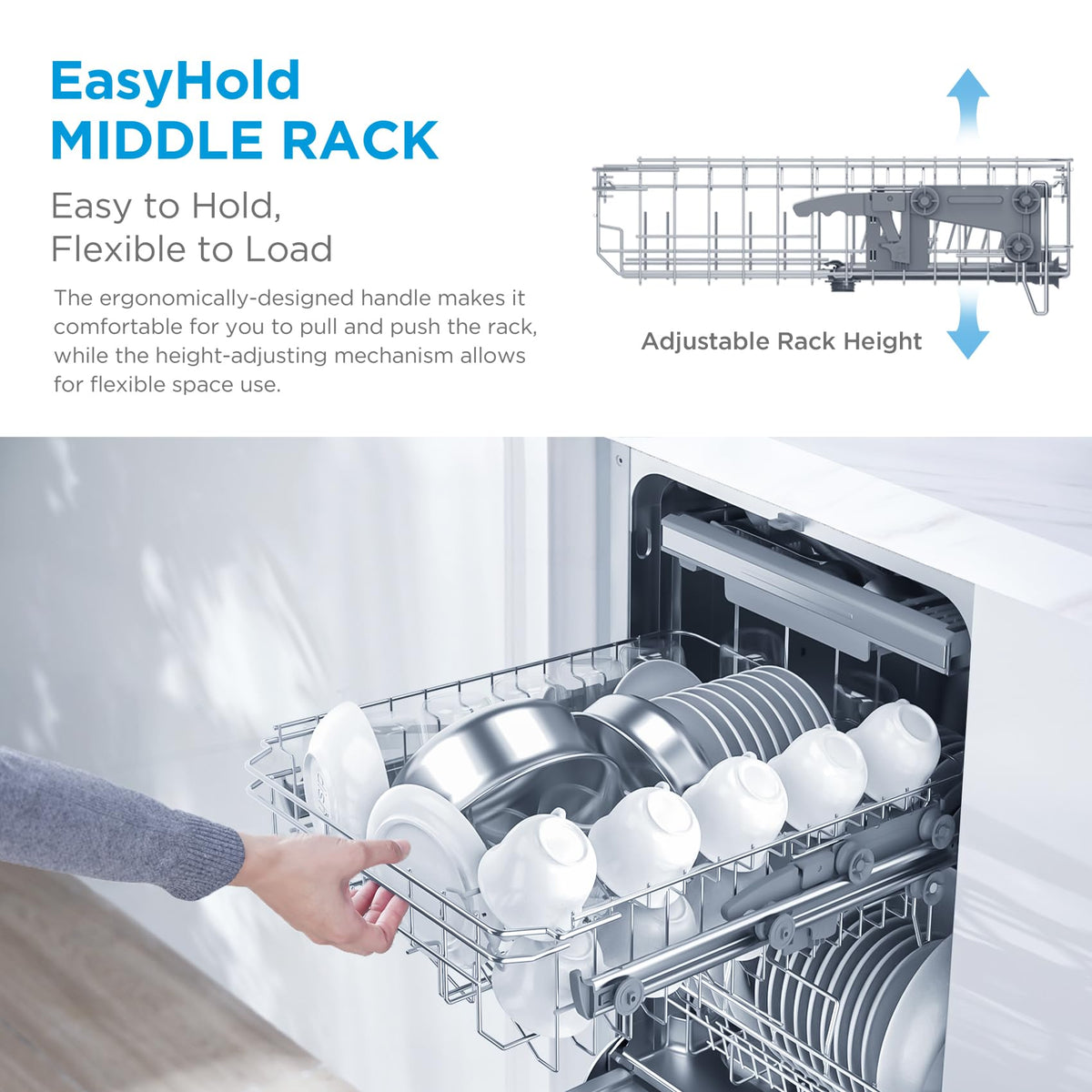 Midea 60cm Freestanding Dishwasher, 14 Settings, Stainless Steel
