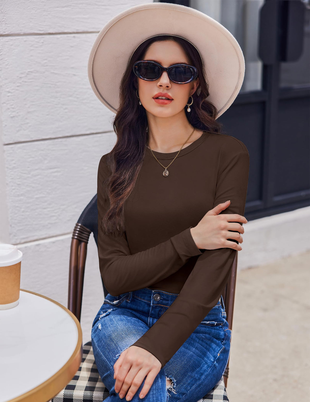 Ekouaer 1/3 Pack Womens Tops Long Sleeve T Shirts Soft Basic Tunic Top
