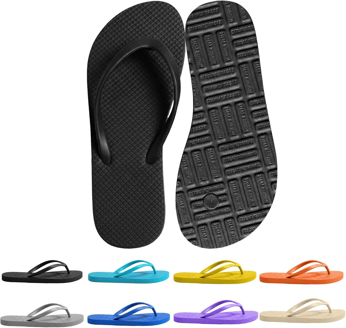 Women's Non-Slip Flip Flops Ultra Lightweight Basic Thongs Rubber Soft Slide Slip-on Shoes Beach Pool Shower Sandals