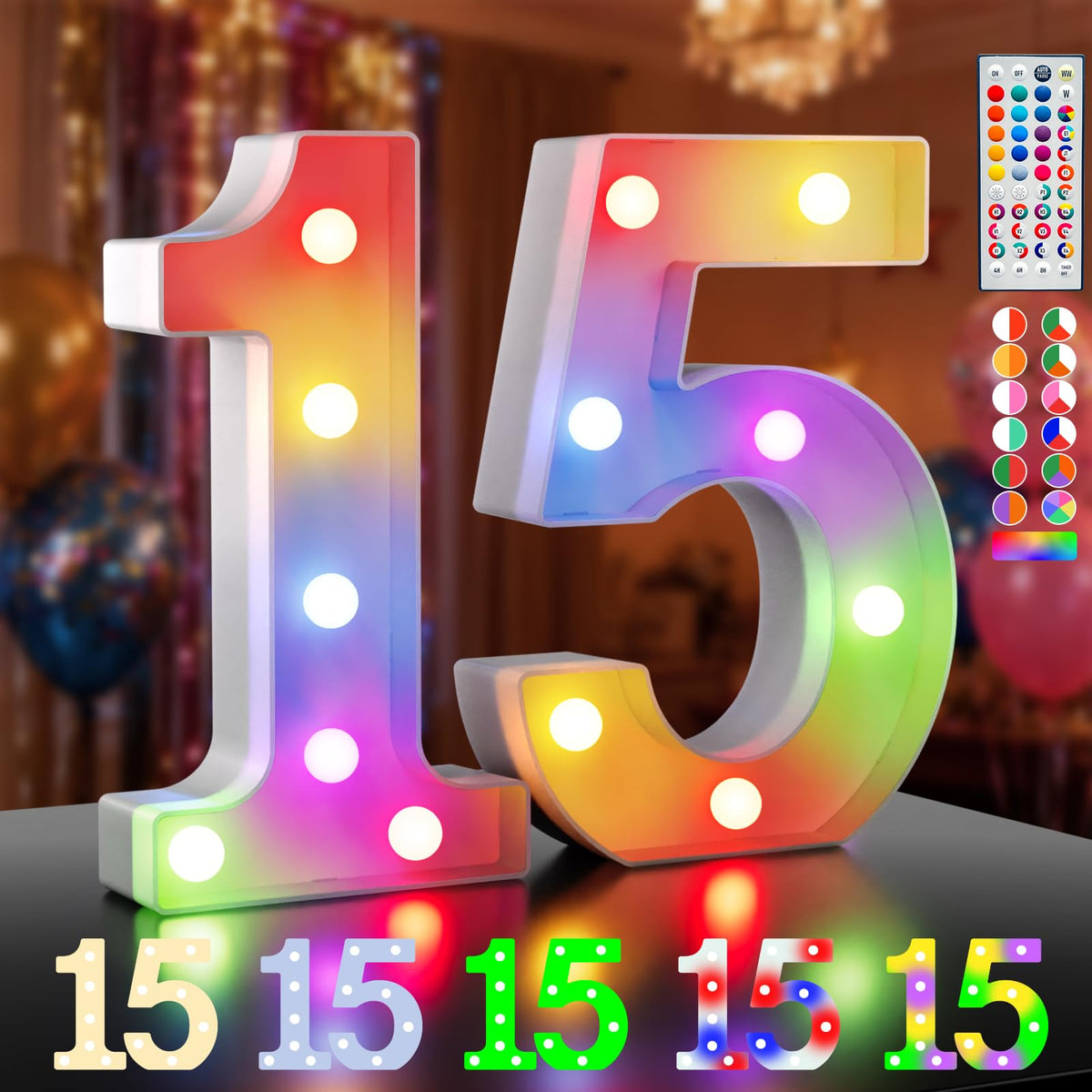 Ledido Pink Glitter Light Up Number 80 for 80th Birthday Decorations