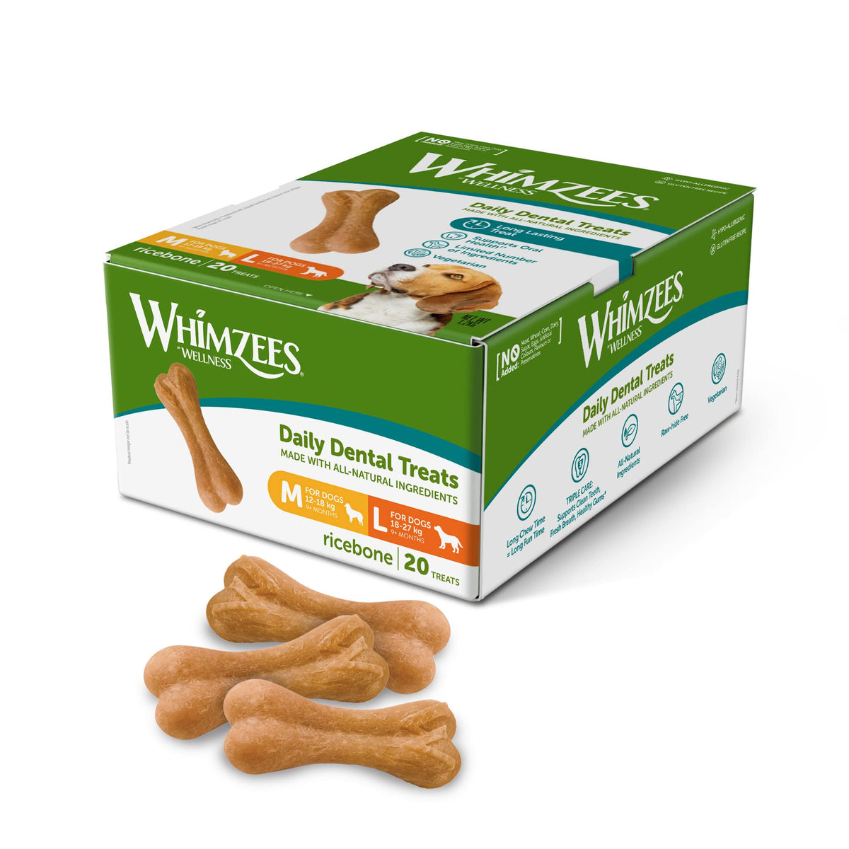 WHIMZEES Rice Bone M/L, 9 Pieces – Size M/L