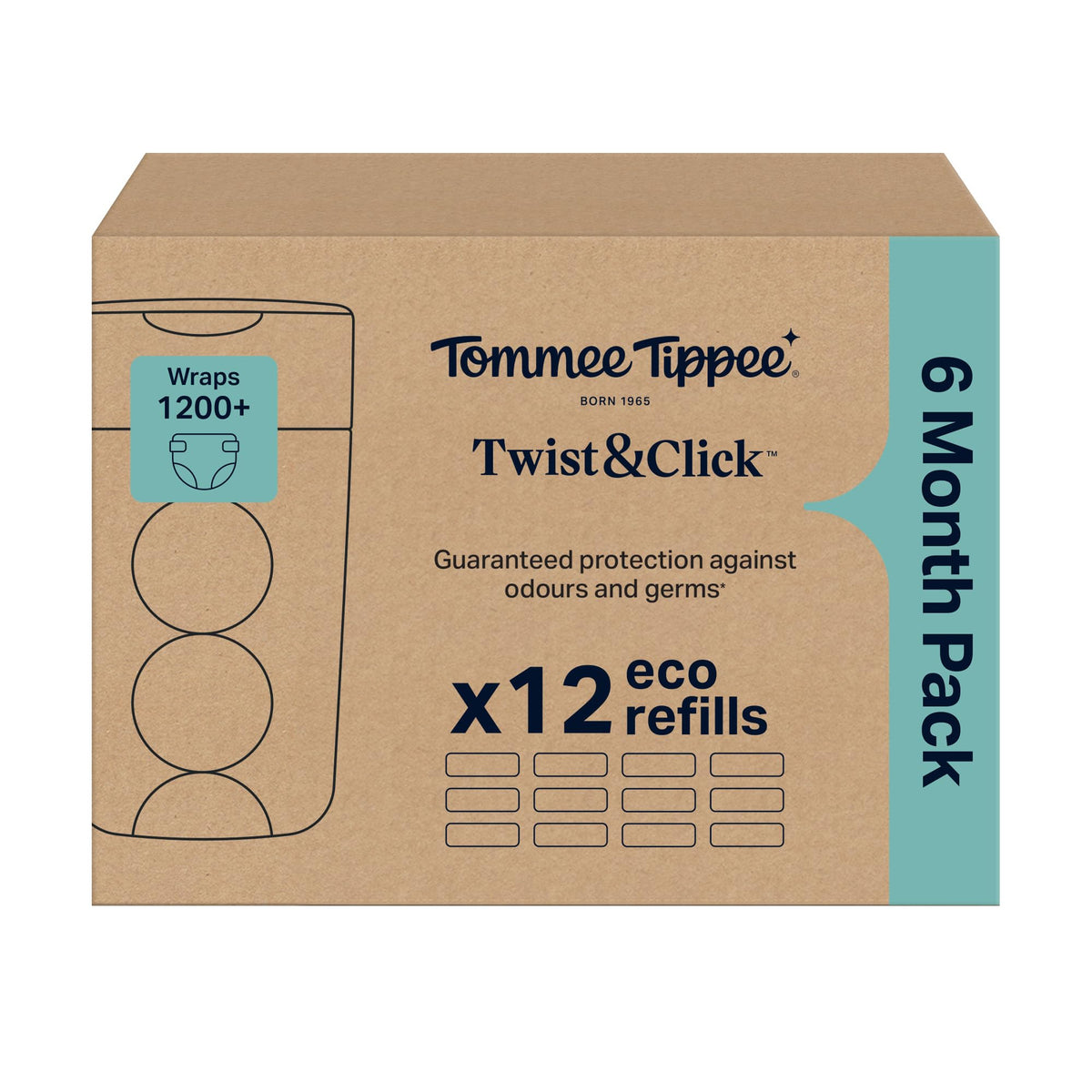 Tommee Tippee Twist & Click Nappy Bin Refill Cassettes Pack of 3