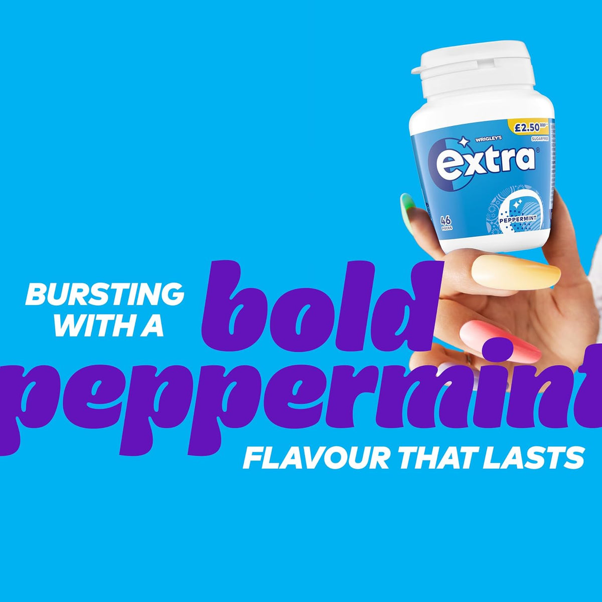 Wrigley's Extra Peppermint Sugar Free Fresh Chewing Gum Bottle 46 Pieces