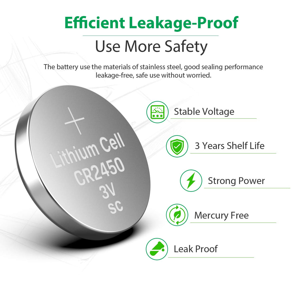 LiCB CR2450 3V Lithium Battery (10PCS)