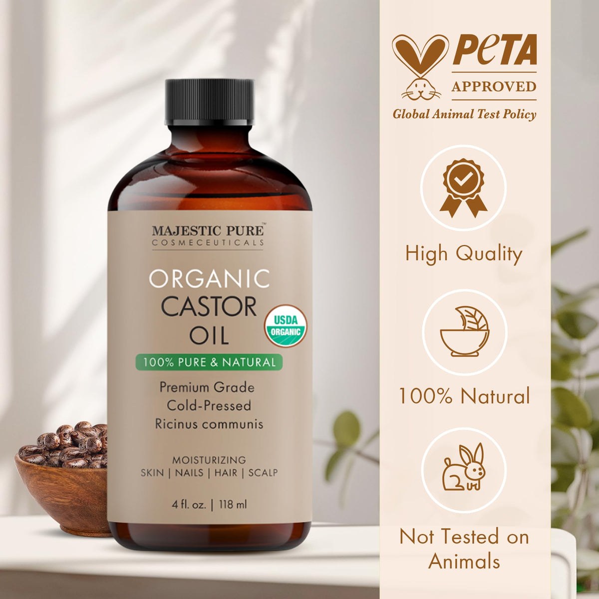 Majestic Pure Vitamin E Oil 100% Pure and Natural Oil - 236 ml