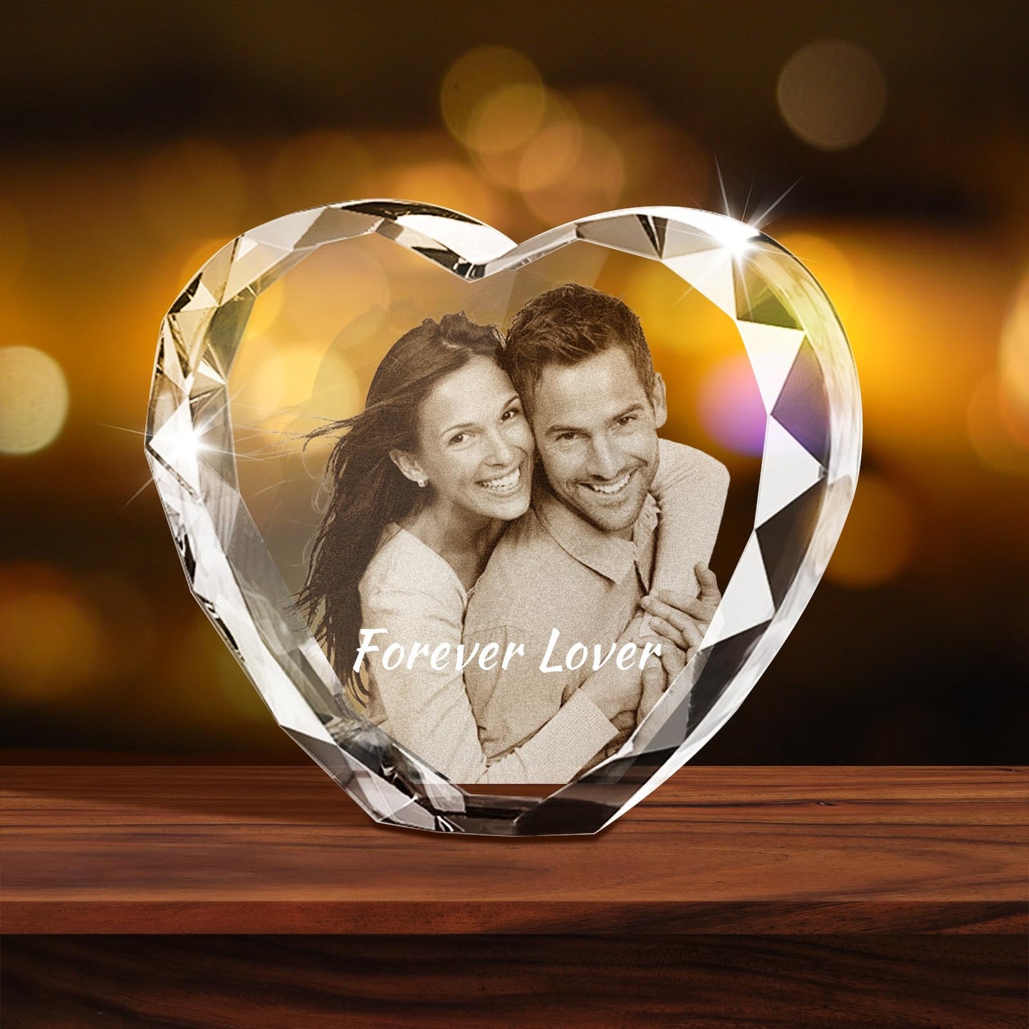 Personalised 3D Crystal Photo Gift, Custom Gifts with 3D Laser Etched, Engraved Inside the Crystal Using Your Photo Customized Memorial Custom Mother’s Day Picture Gift (Cuboid)