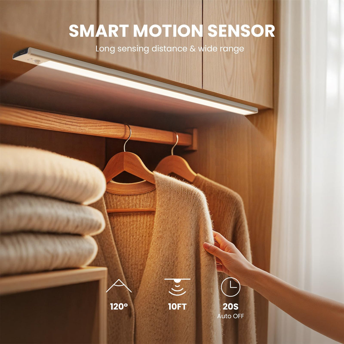 20cm Under Cabinet Kitchen Lights, Motion Sensor Lights Indoor
