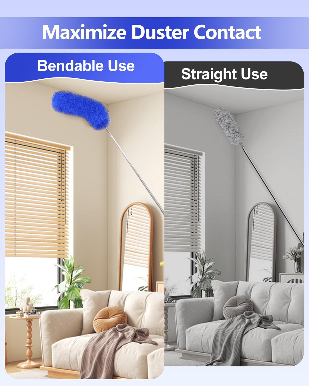 Fogray 2026 Upgraded 240cm Extendable Feather Duster with Soft Silicone Cap