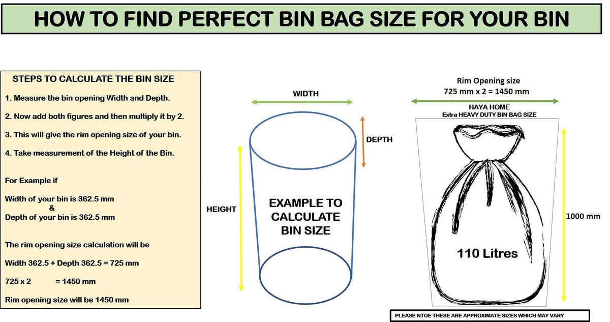 Haya Home 50L 50 Bin Bags Heavy Duty Bin Liners, Black Plastic Refuse Sacks large Garbage Waste Dustbin Bags for Kitchen Home Office DIY Garden from 100% Recycled Material
