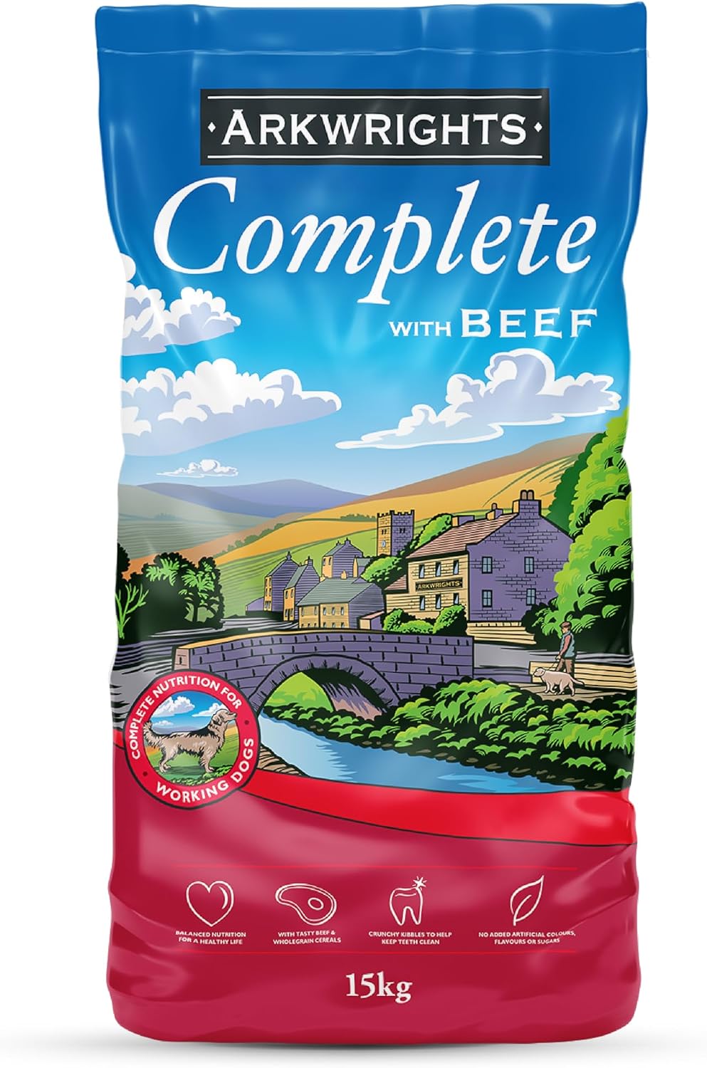 Arkwrights Complete with Beef Dry Dog Food 15kg - Complete Nutrition for Working and Sporting Adult Dogs - Healthy, Nutritious Dry Dog Biscuits