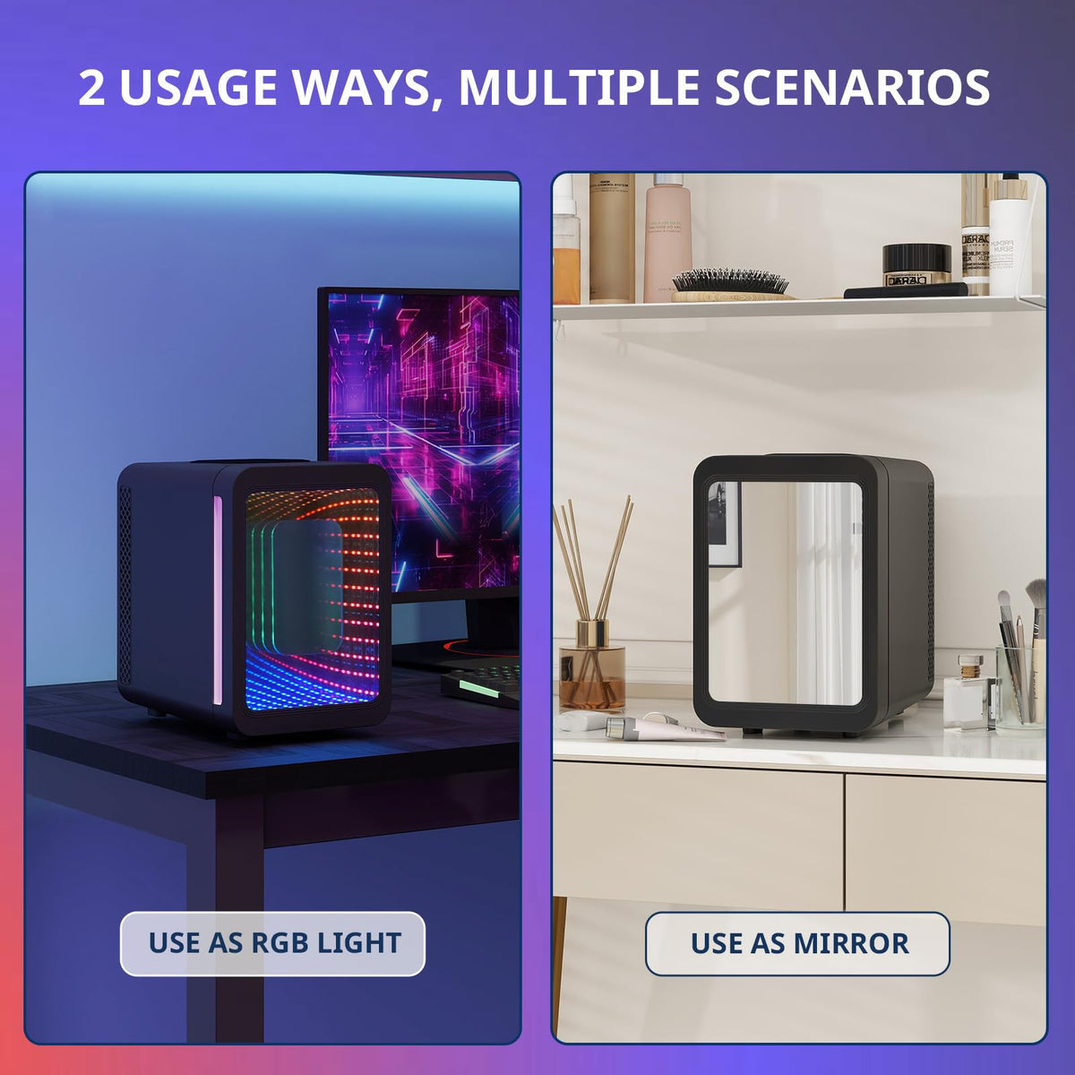 ARTETHYS Mini Fridge for Bedrooms, 4L Car Skincare Fridge with LED Mirror