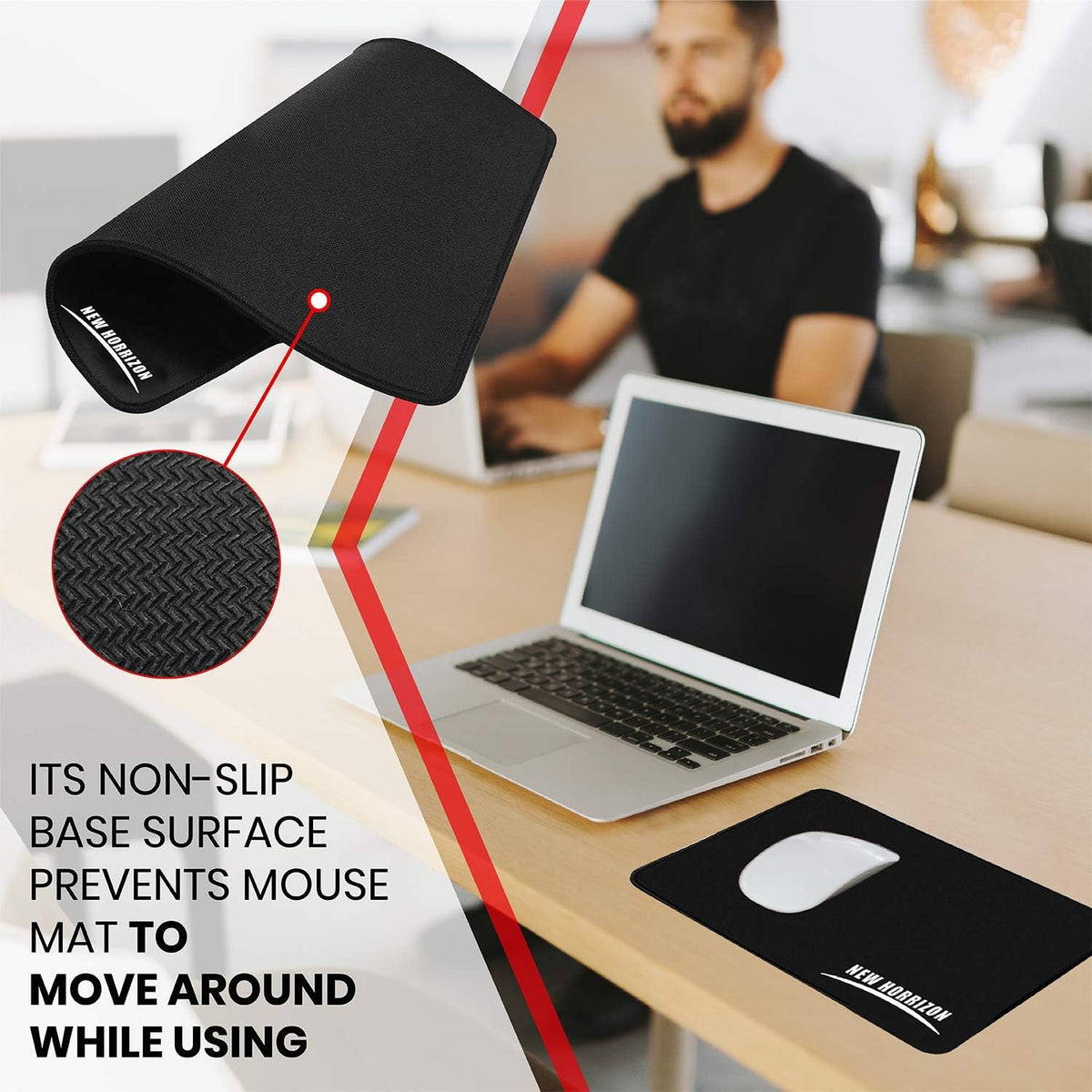 New Horrizon Gaming Mouse Pad, Mouse Mat Black, 290x210x5mm
