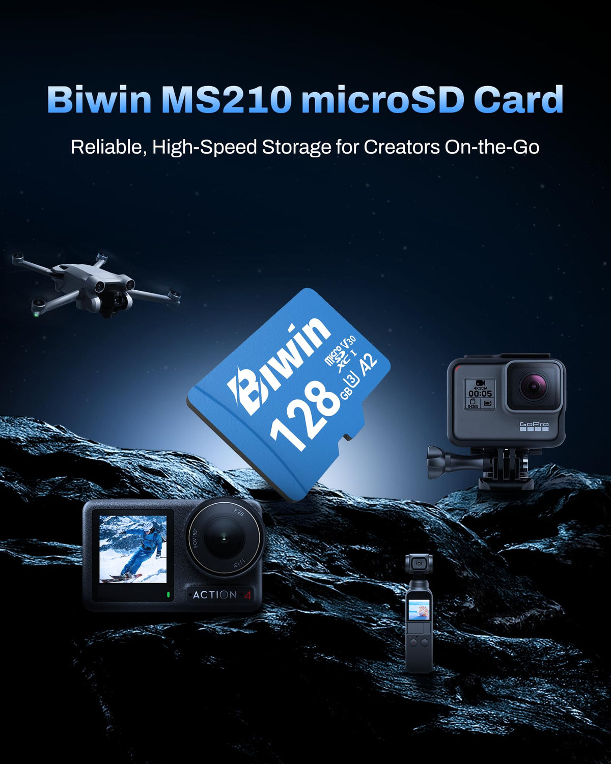 Biwin MS100 Micro SDXC Card 32GB, MicroSD UHS-I Memory Card, A1, V10, U1 Class 10, Up to 100 MB/s Read Speeds for Smartphones, Tablets, Home Security Camera and Dash Cams