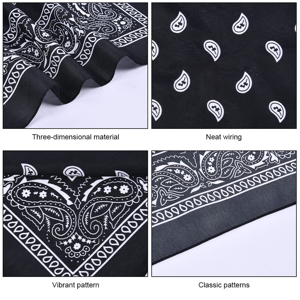 Aomig Bandana Head Scarf for Men and Women, Stylish Cowboy Headband Handkerchief, Multi-purpose Hair Scarf Paisley Print Unisex Headwraps, Bib Party Face Covering Headwear for Motorcycling