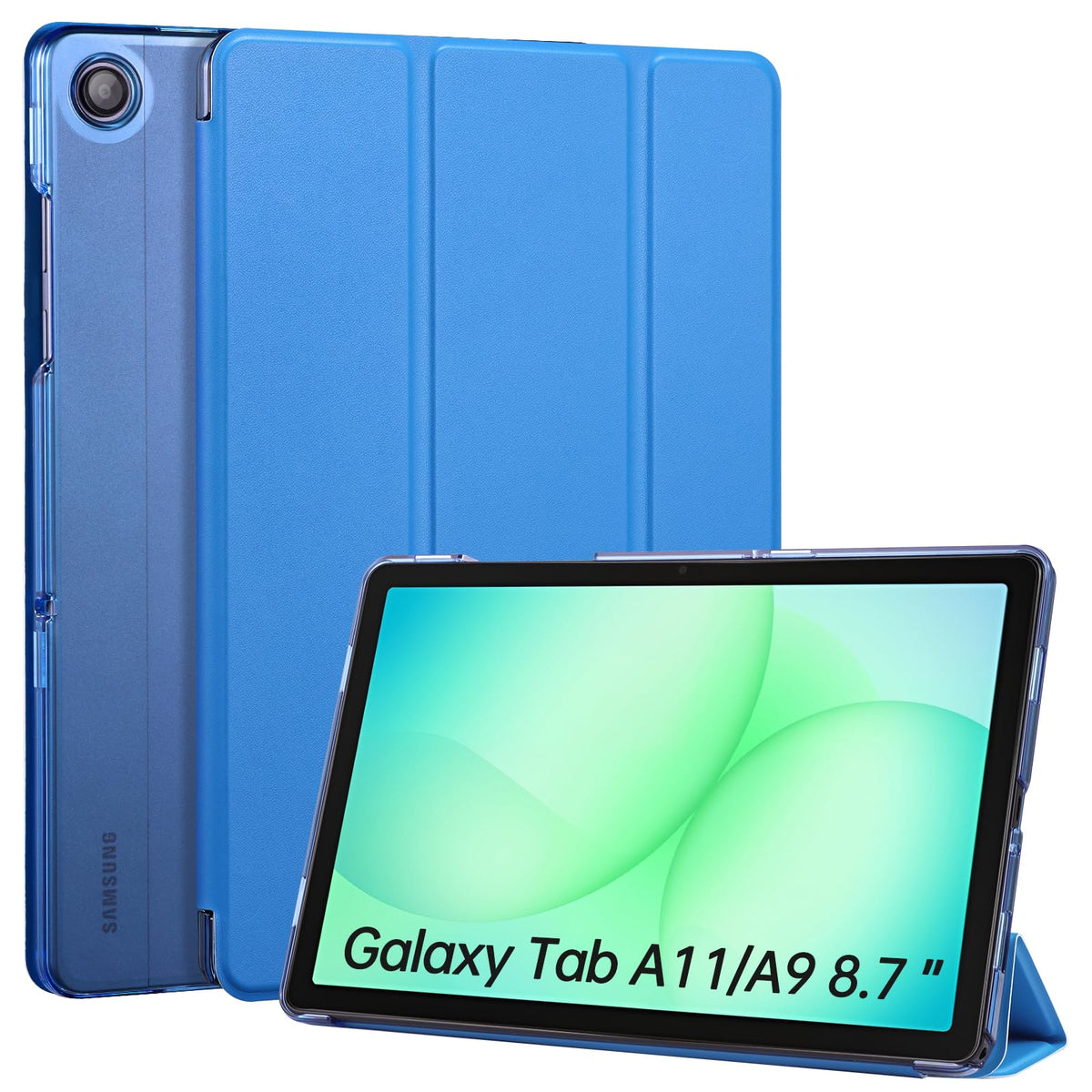 CoBak Case for Samsung Galaxy Tab A11+ Plus 11 Inch 2025/A9+ Plus 2023 - PU Leather Smart Cover with Auto Sleep/Wake for Tab A11+, Translucent Hard Shell, Multi-Viewing Angles, Green Pattern