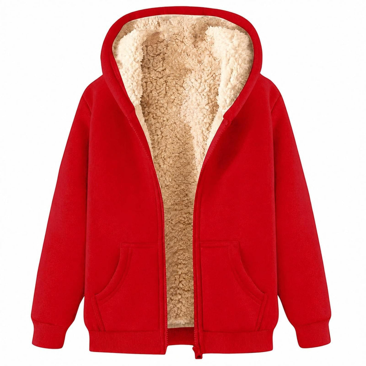 Womens Teddy Fleece Hoodies Sherpa Lined Fuzzy Jacket with Pockets Full Zip Hooded Sweatshirts Ladies Fall Winter Warm Jumper Coat Outwear Thermal Outfits Clothing