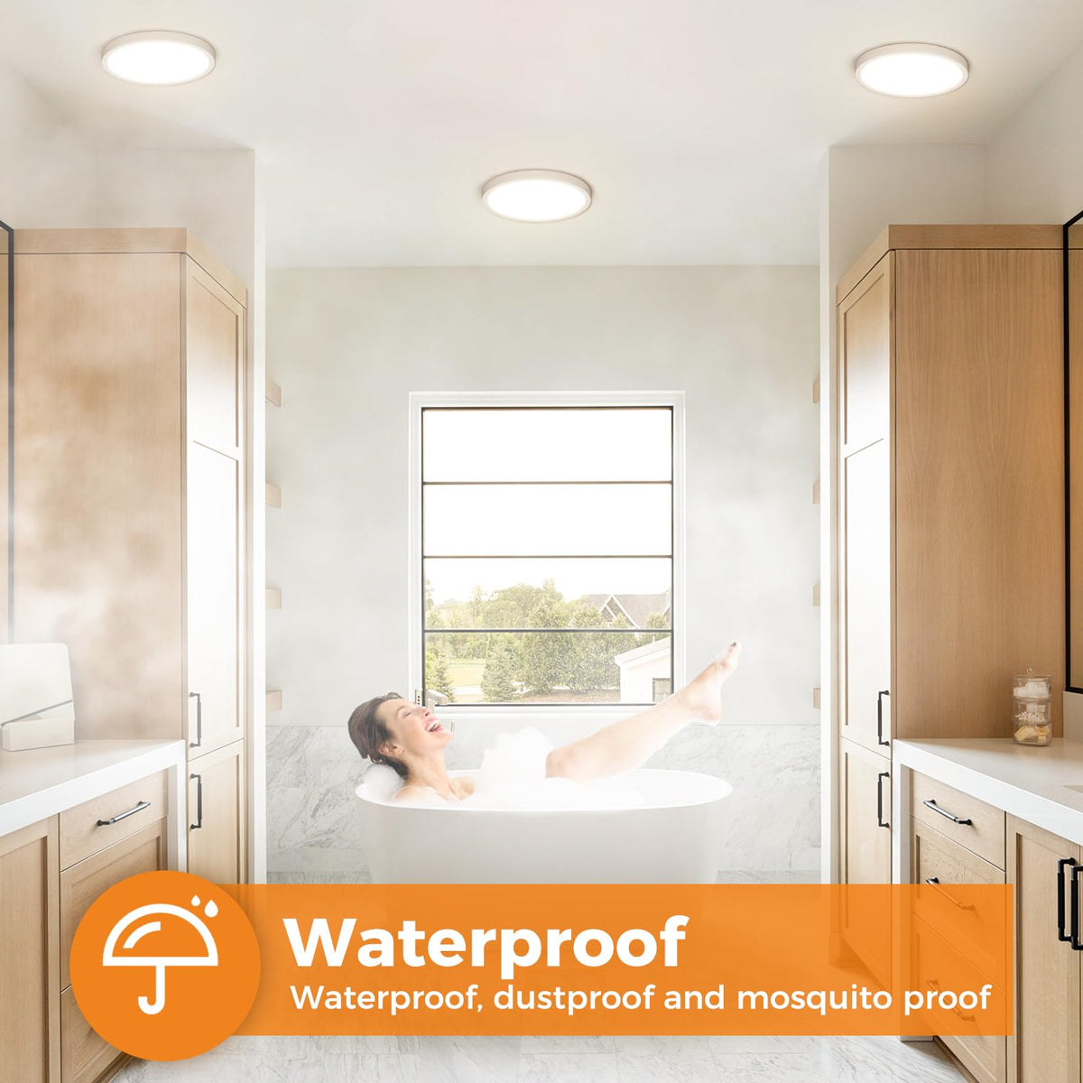slochi Bathroom Light, 3000K/4000K/6500K 3 Color Temperature, Waterproof, Round, Modern, Flush Ceiling Light for Bathroom, Kitchen, Bedroom, Hallway and MoreØ18CM(Gold)