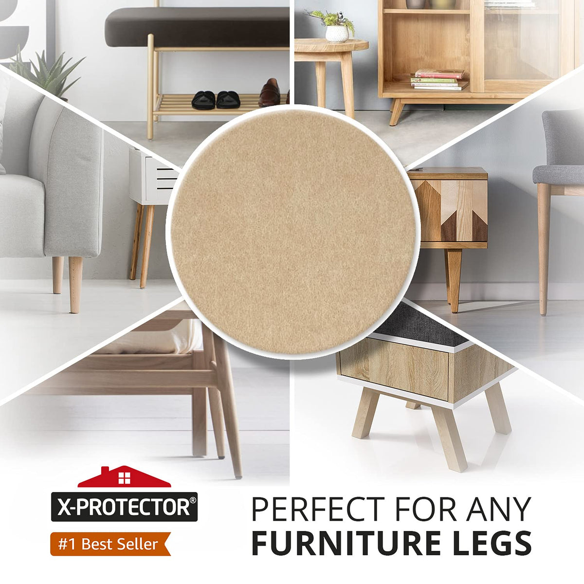 Chair Pads Floor Protectors X-PROTECTOR 48 PCS 25mm - Felt Furniture Pads