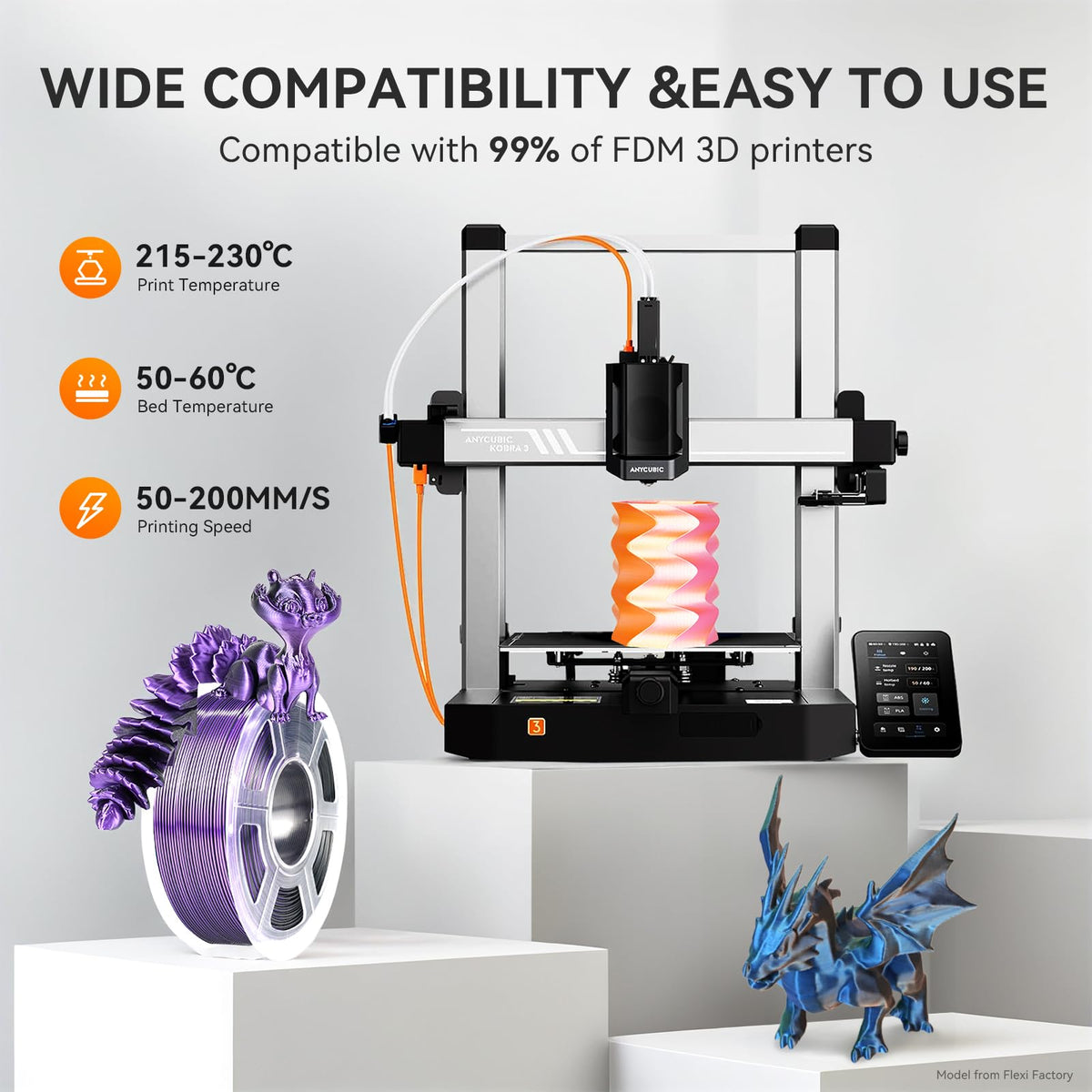 TECBEARS Matte PLA Filament 1.75mm, 600mm/s Rapid Print, 1kg Sky Blue