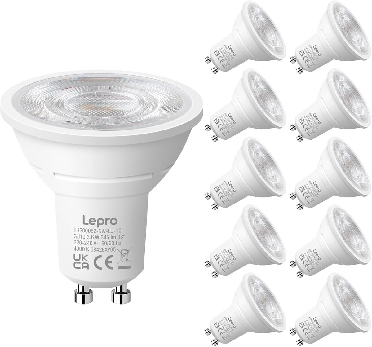 Lepro GU10 LED Spotlight Bulbs, Neutral White 4000K, 50W Equivalent,10-Pack