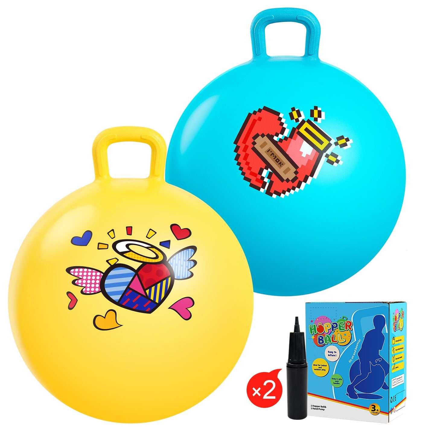 Vastoy 20 Inch Space Hopper Ball for Kids 6-9 Years - Anti-Slip Space Hopper with Hand Pump, Bouncy Inflatable Ride On Toy for Indoor Outdoor Fun, for Children (Blue Eyes)
