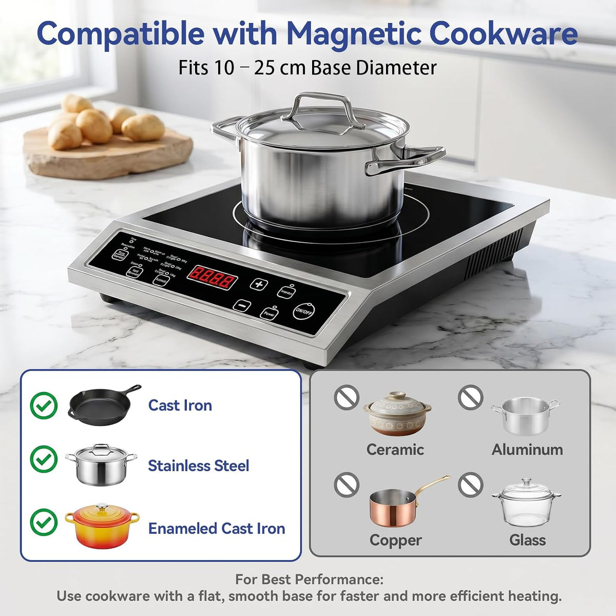 3500W Commercial Single Induction Cooker, Heavy Duty Touch Control Hob