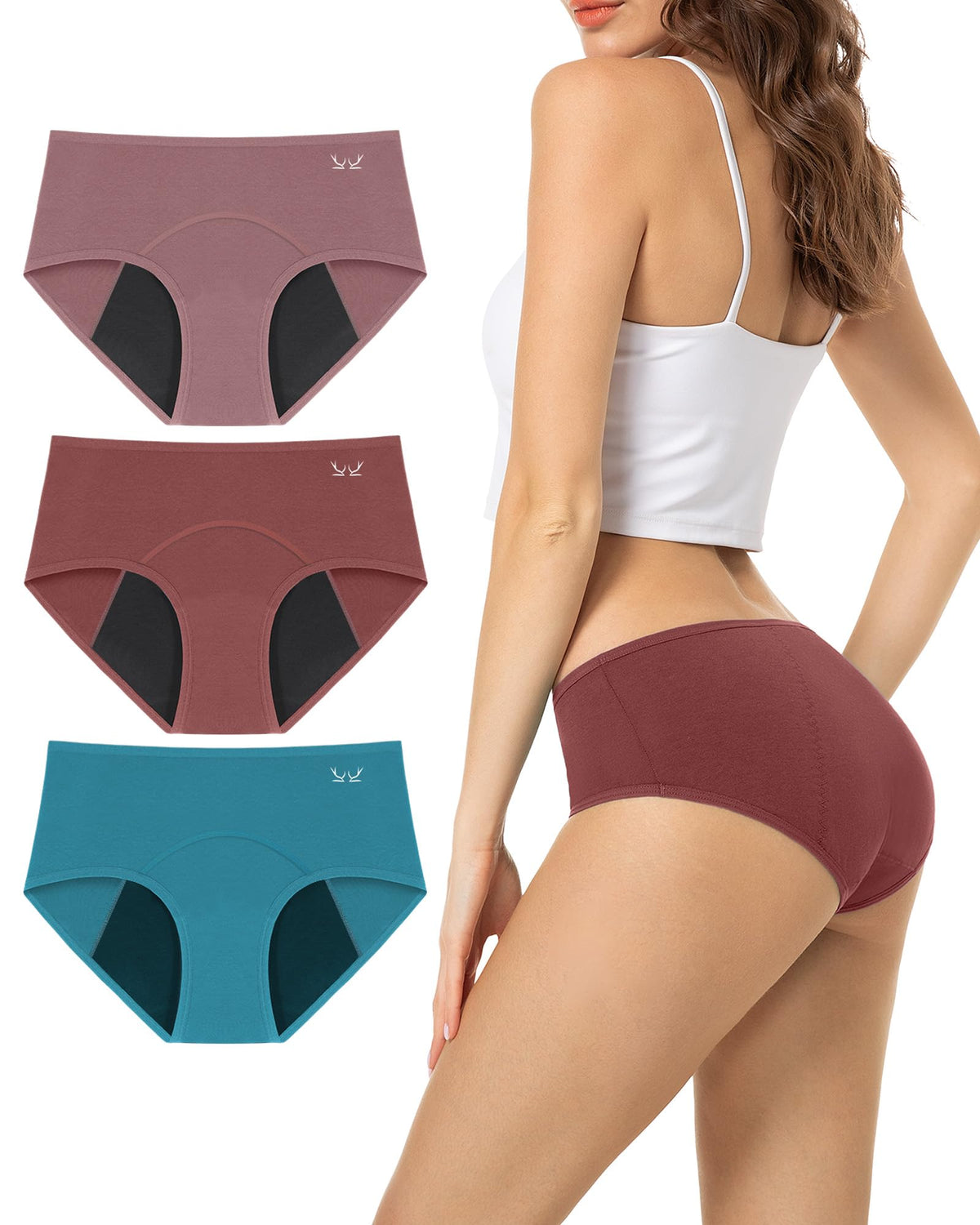 TANSTC Period Pants for Women, Leakproof Period Underwear Pack of 3