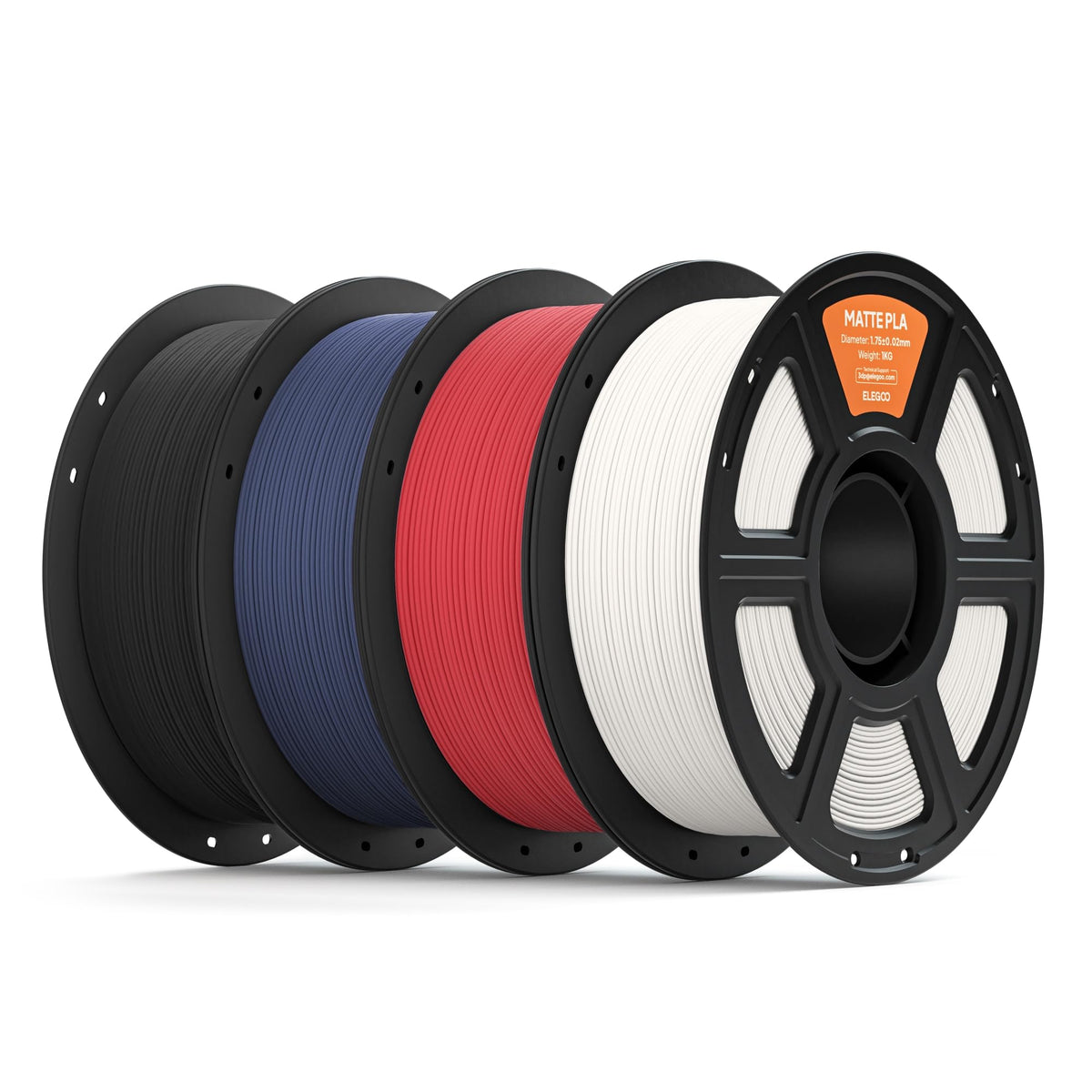 ELEGOO Matte PLA 3D Printer Filament 1.75mm White 2KG, Matte Finish