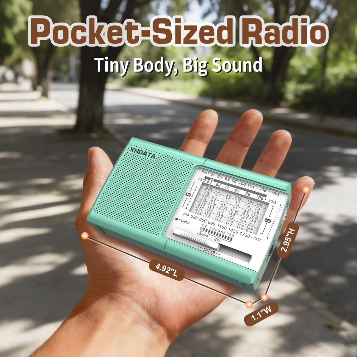 XHDATA D219 Portable Radio Retro FM AM SW Radio Battery Operated for Household Outdoor Camping Hiking Pocket Radio Grey