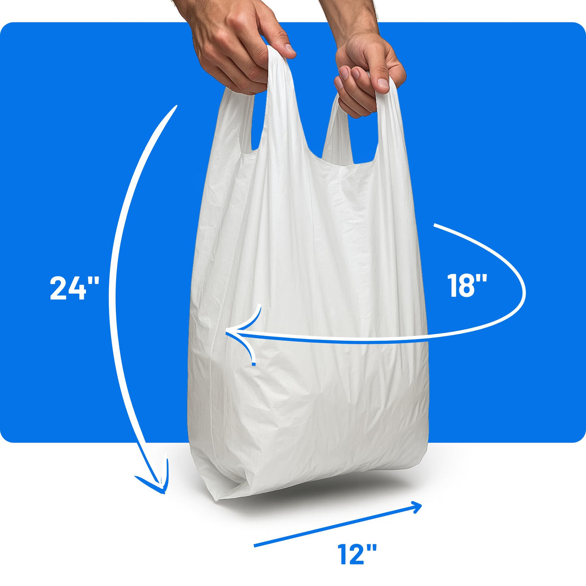 Plastic Carrier Bags White - Standard Retail Size 12x18x24", 200 Pack