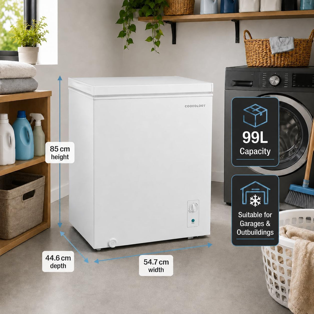 Cookology 99L Freestanding Chest Freezer - Adjustable Feet - White