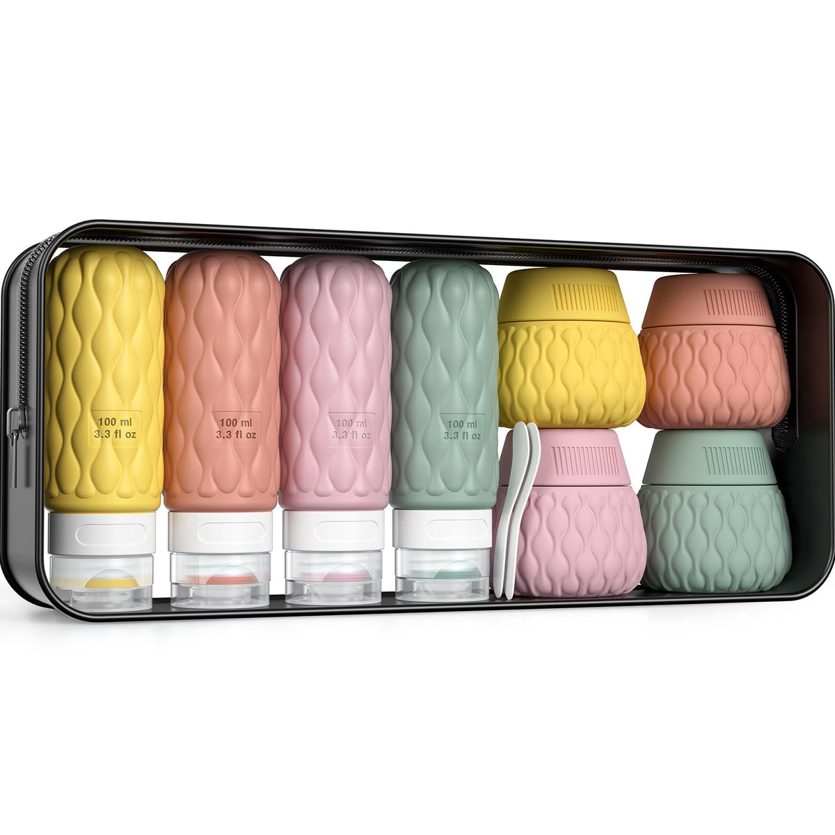 100ml Silicone Travel Bottles for Toiletries for Shampoo and Conditioner