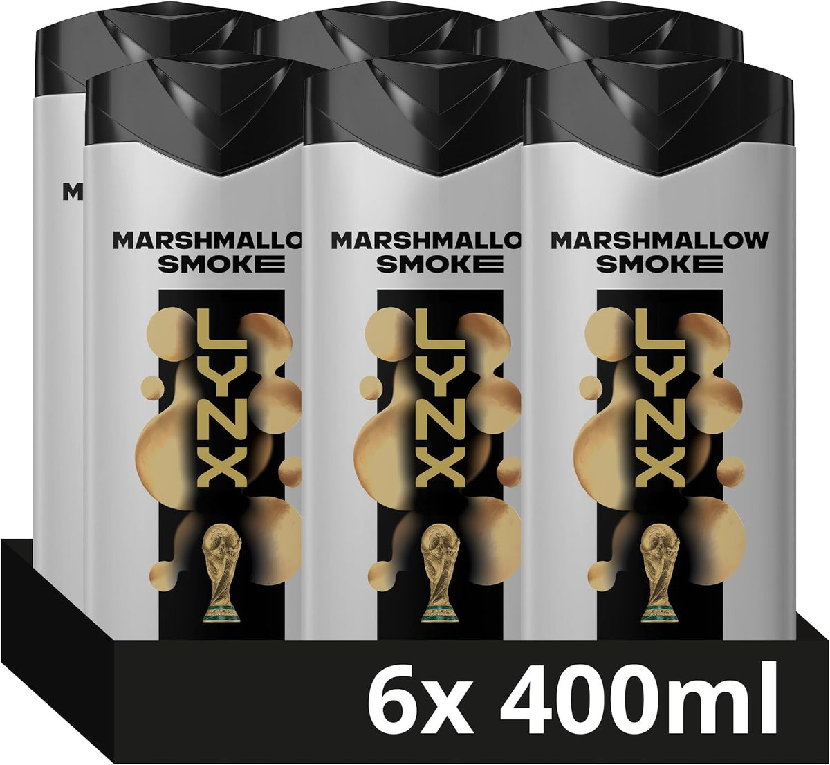 Lynx Fine Fragrance Marshmallow Smoke Premium Body Wash Shower Gel 6x 400ml
