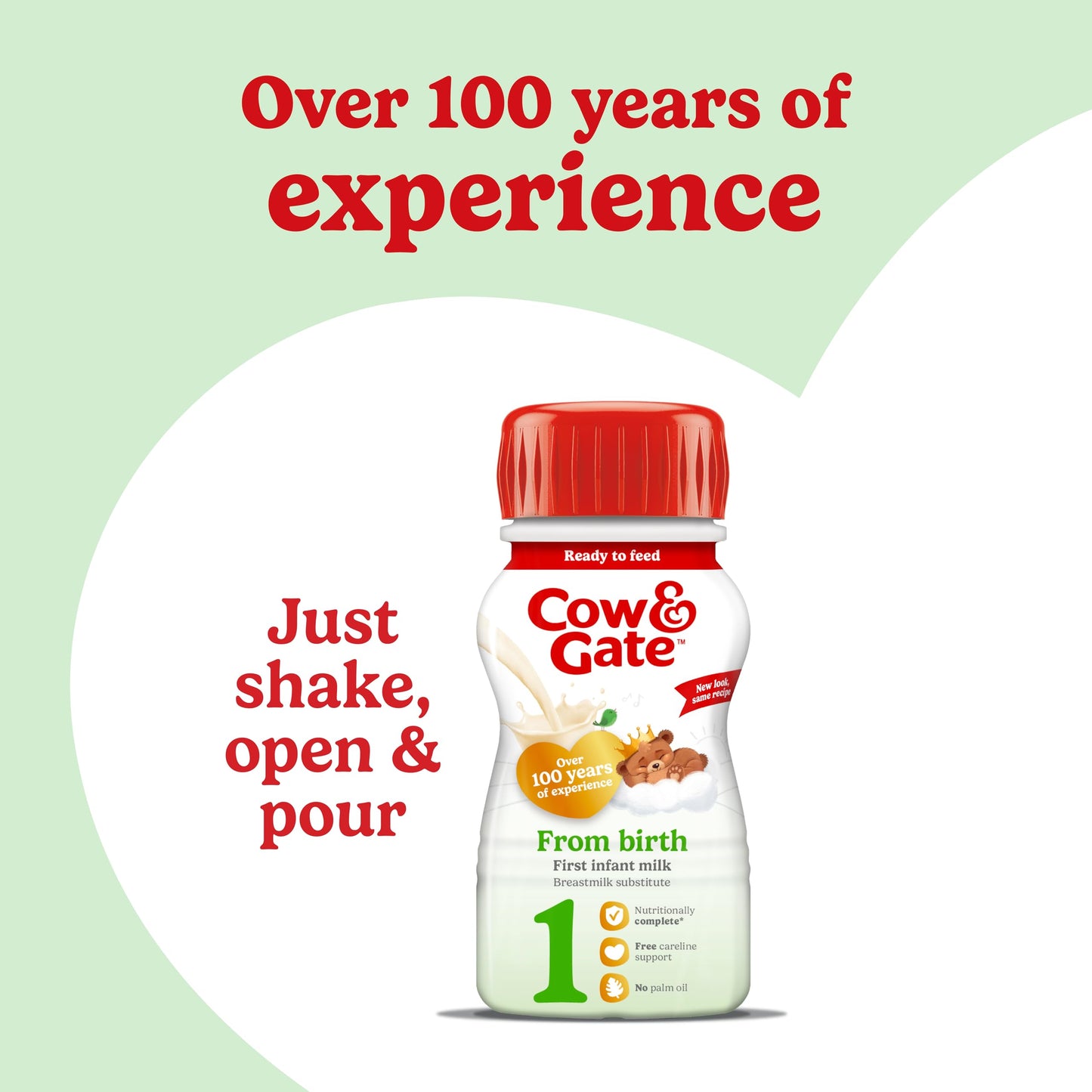 Cow & Gate 1 First Infant Baby Milk Ready to Use Liquid Formula, from Birth, 200 ml, (Pack of 18)