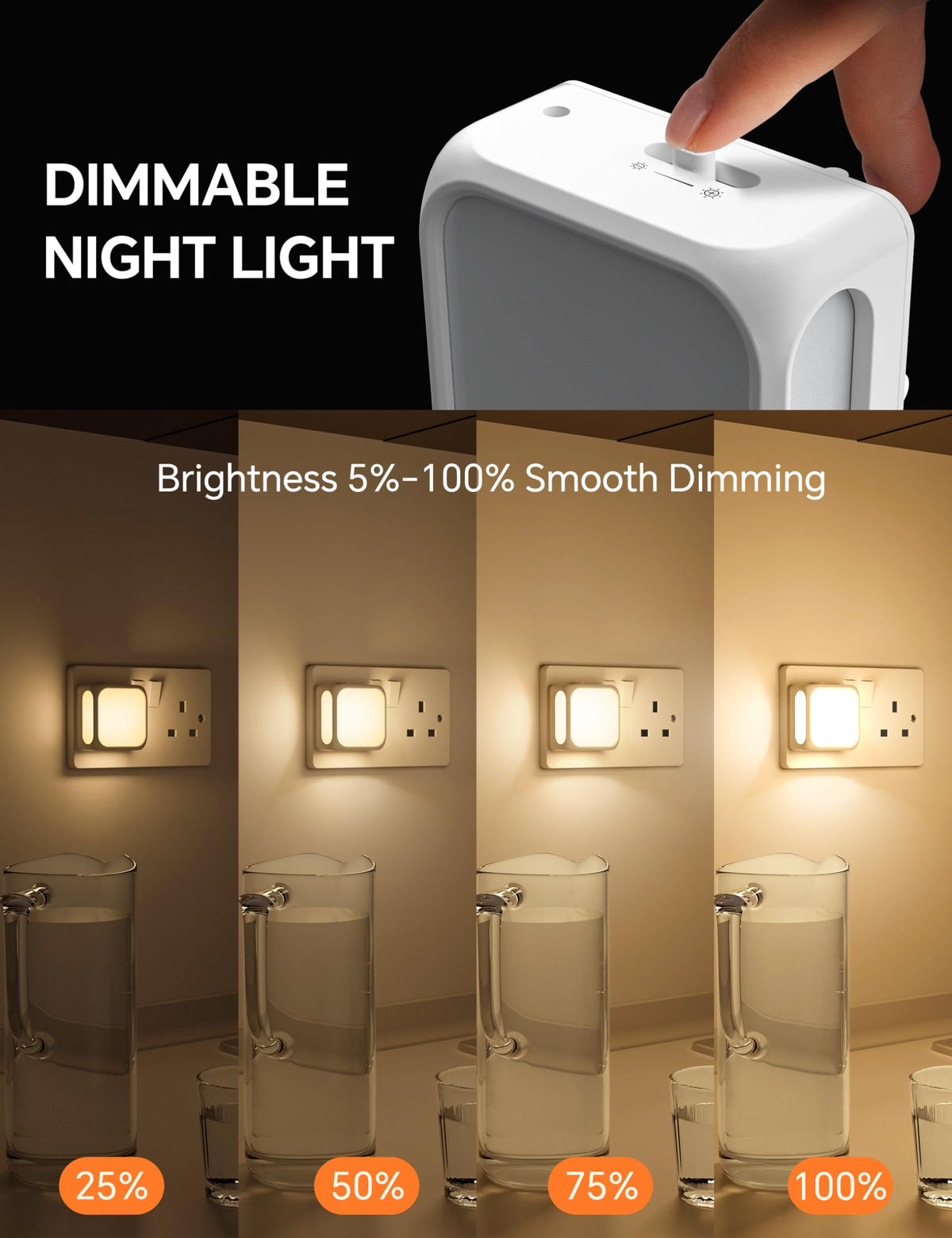PURSNIC Night Light Plug in Wall, Dusk to Dawn, 3000K Warm White, 4 Pack