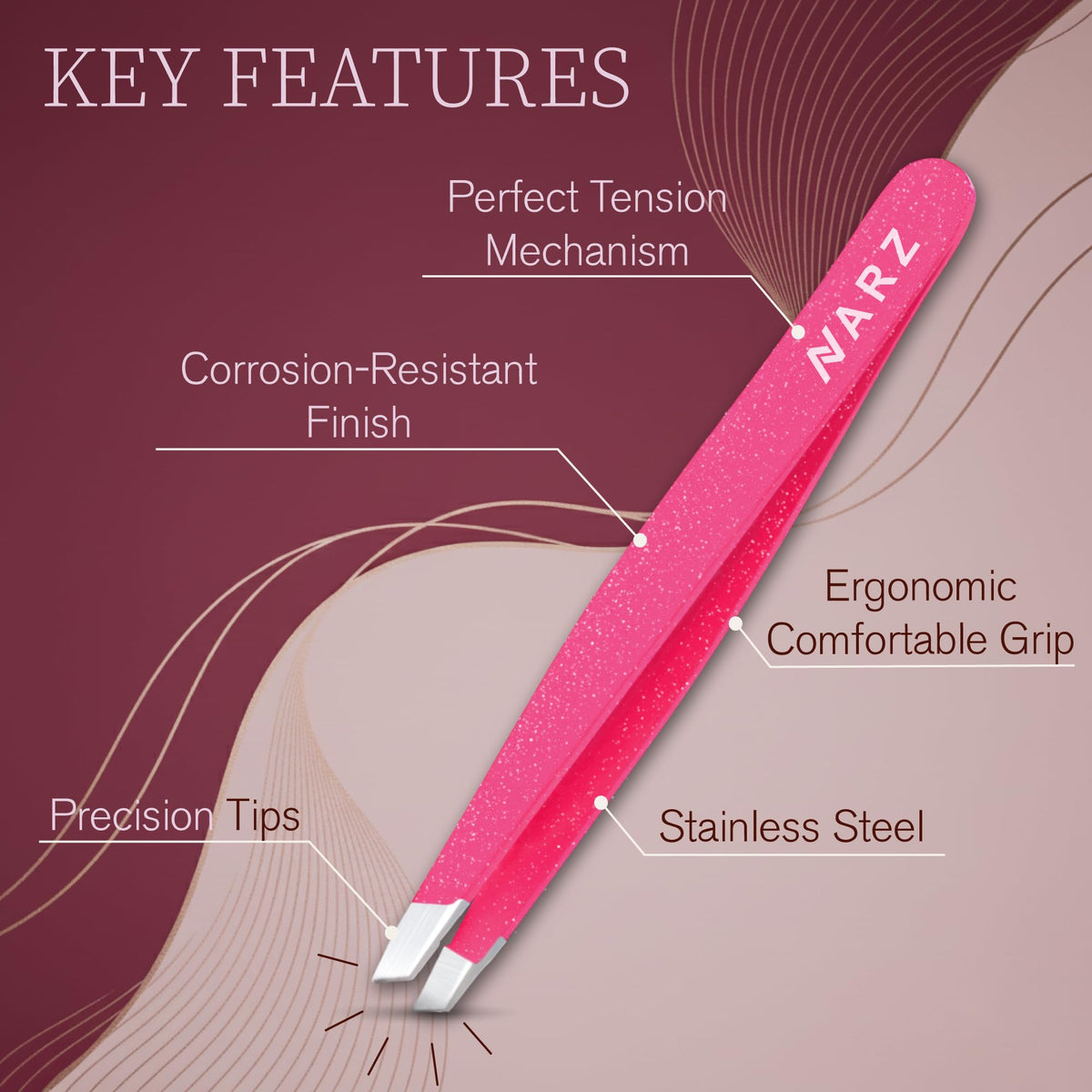 NARZ 1 Piece Professional Tweezer for Facial Hair Women & Men Stainless Steel Precision Tweezers for Ingrown Hair Tweezers for Men & Women (Shiny Black)