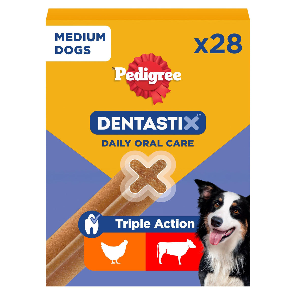 Pedigree DENTASTIX Daily Dental Sticks for Medium Dogs, 112 Sticks with Chicken and Beef