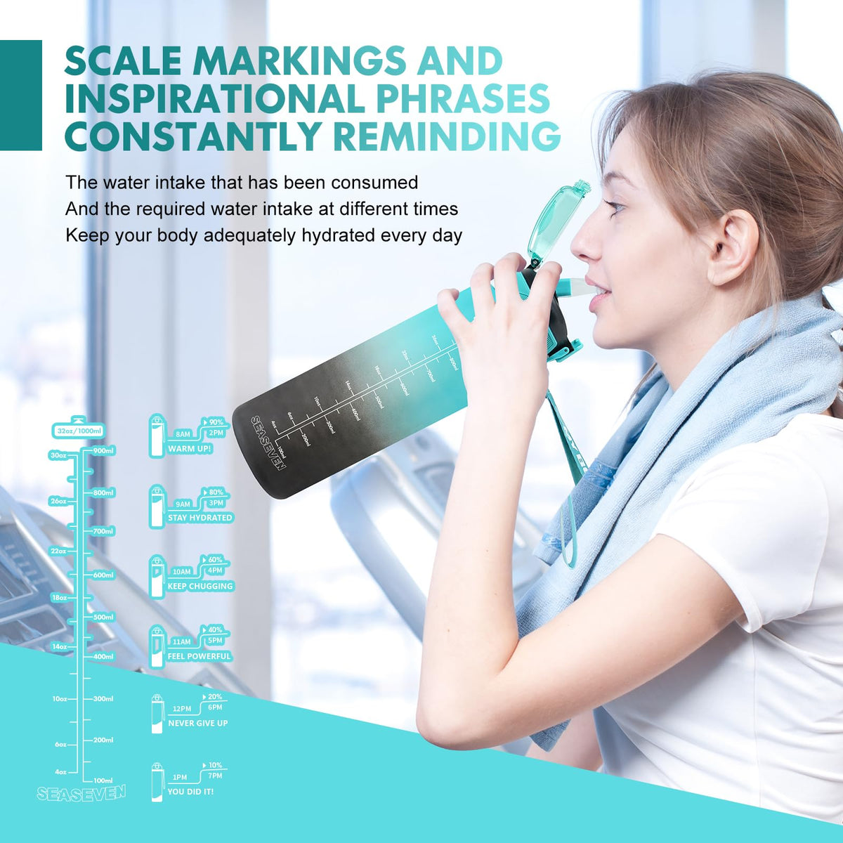 SEASEVEN Flat Water Bottle 750ML for Gym,School Office(Flat Pink)