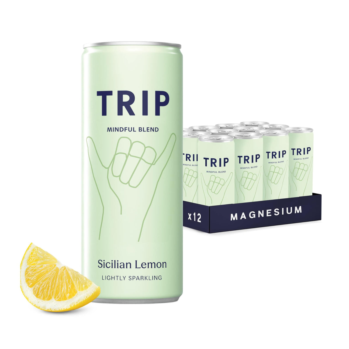 TRIP Cucumber Mint Sparkling drink with 120MG calming Magnesium + Lion’s Mane + Chamomile + Lemon Balm. Low Calorie and Vegan (Pack of 12 x 250ml) - Packaging Might Vary