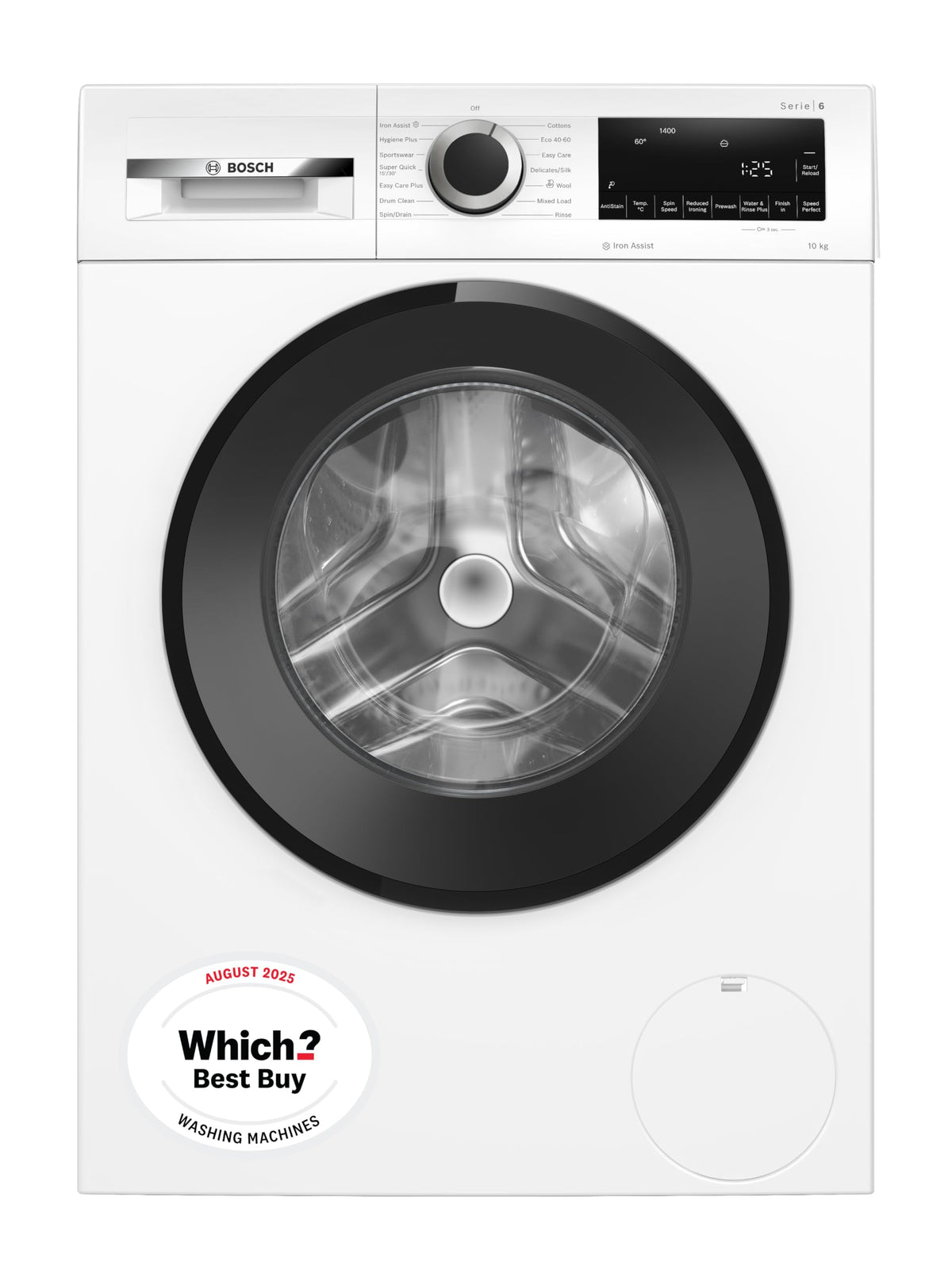 Bosch Series 6 WGJ25400GB Washing Machine, 10kg, 1400rpm, Energy Rating A, Freestanding, White