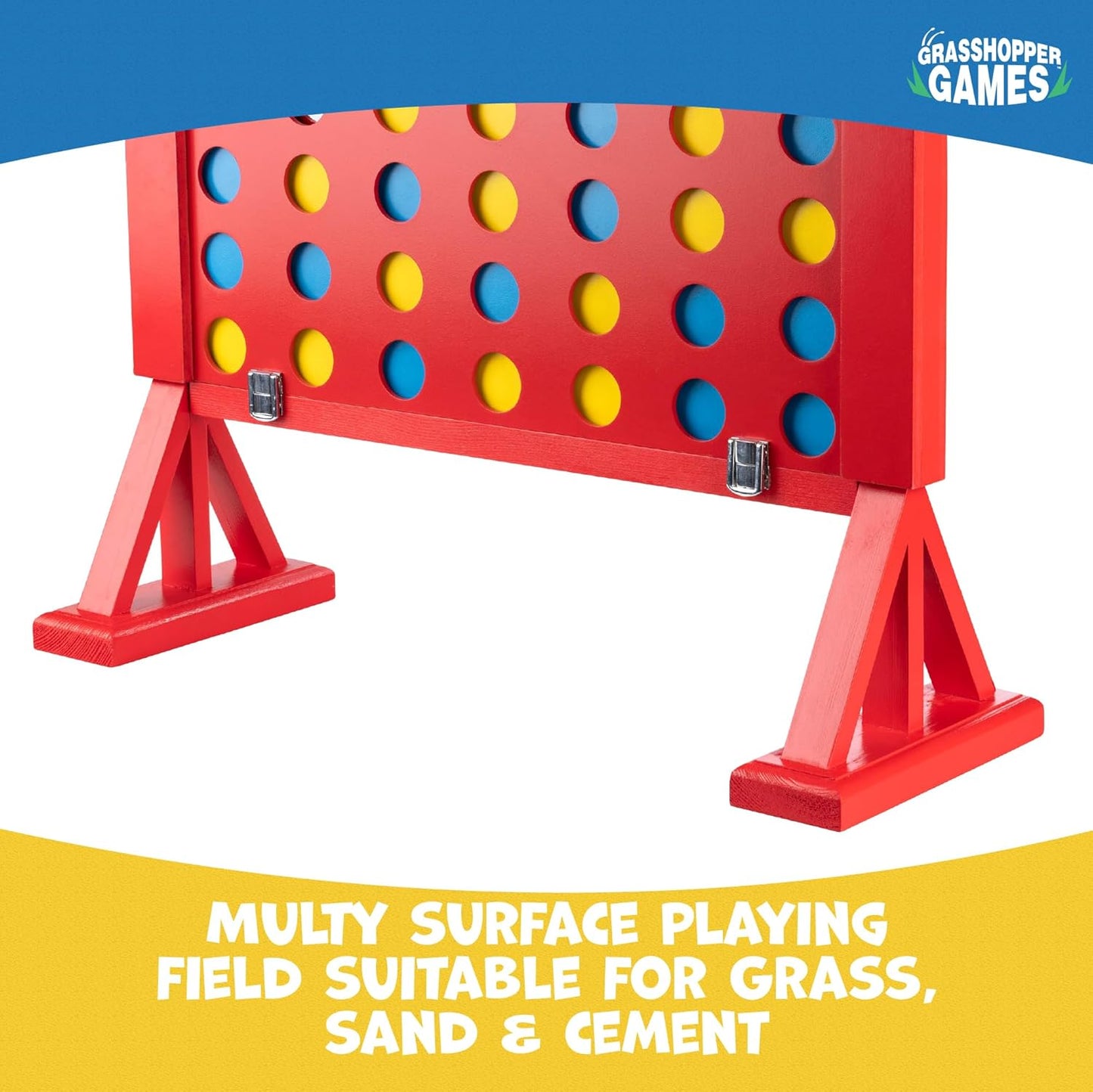 Grasshopper Games | 4 in Row, 46 Discs and Carry Bag, Classic Four in a Line Game, Outdoor Family Game for Kids and Adults