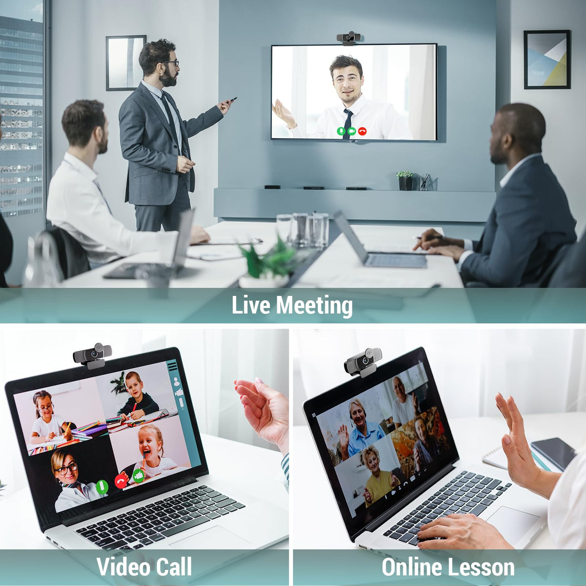 YIMONA FHD 1080P/30fps Webcam for PC/Laptop/Mac, 110° View Webcam with Mics, Privacy Cover, Auto Light Correction, Fixed Focus, Plug&Play USB Web Camera for Live Streaming, Video Calling, Conferences