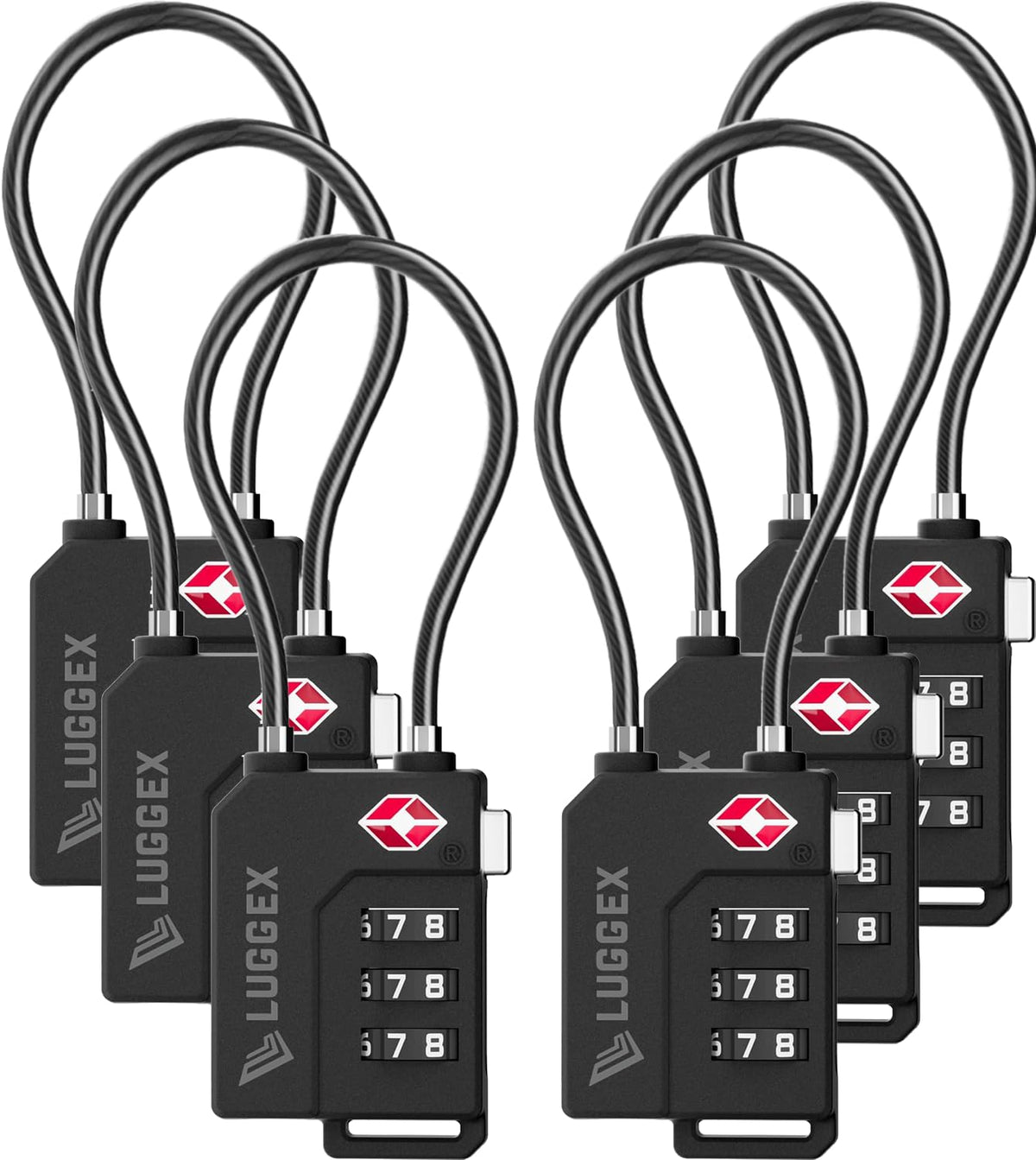 LUGGEX Suitcase Locks, Luggage Locks, TSA Approved Luggage Locks,Black,2